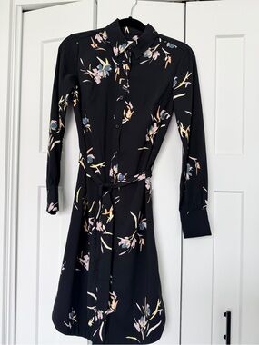 A New Day Black Floral Print dress with belt
